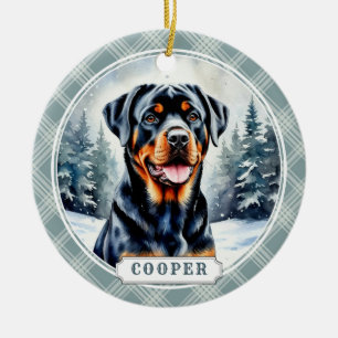 Adorno de círculo de cerámica de Rottweiler