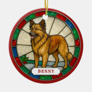 Adorno de círculo de cerámica del perro pastor vas