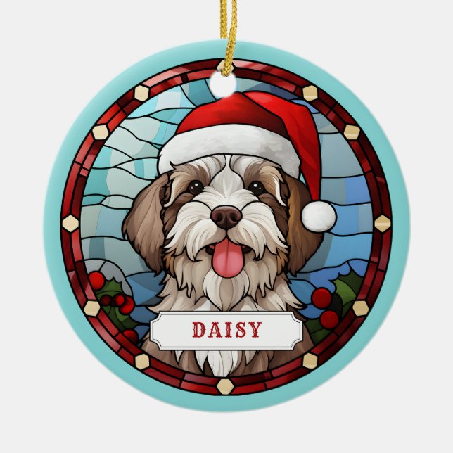 Adorno de círculo de cerámica Havanese (Frente)