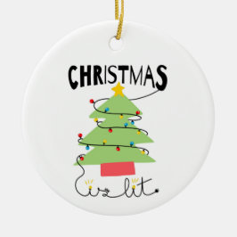 Adorno de Círculo de Cerámica Navidad Es Lit
