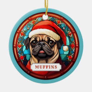 Adorno de círculo de cerámica Pug
