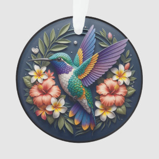 Adorno de Colibrí Tropical – Floral Colorido
