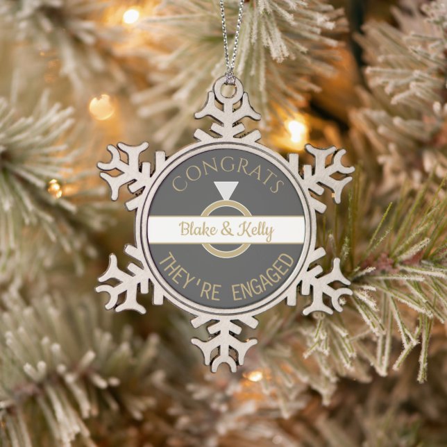 Adorno de compromiso de copo de nieve enmarcado (Árbol)