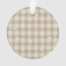 Adorno de copo de nieve a cuadros beige – Granja n