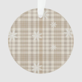 Adorno de copo de nieve a cuadros beige – Neutral