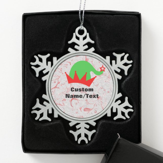 Adorno de copo de nieve de Santa personalizado - R (Caja)