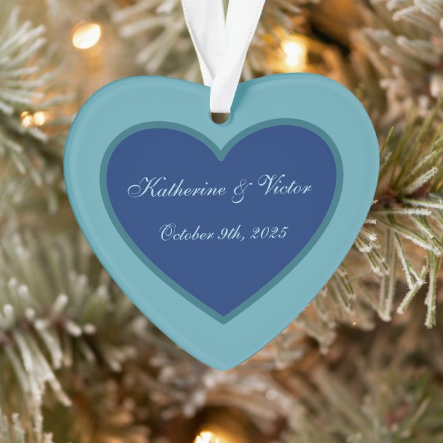 Adorno de corazón azul personalizado (Árbol)