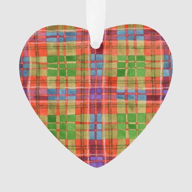 Adorno de corazón de acrílico del tartán MAC RAE (Anverso)