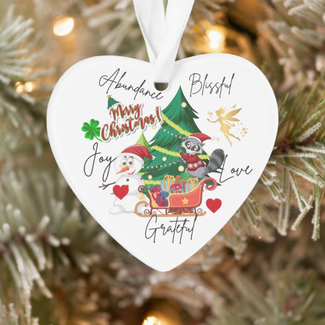 Adorno de corazón de Navidad alegre | Diseño de al (Árbol)