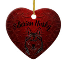 Adorno de corazón personalizado para Husky Siberia