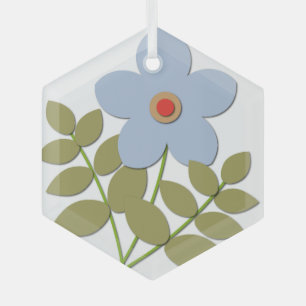 Adorno De Cristal С una flor azul simple