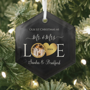 Adorno De Cristal 1.ª Navidad como Sra. Newlyweds Holiday