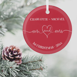 Adorno De Cristal 1.ᵉʳ Navidades de recién casados nombran al corazó