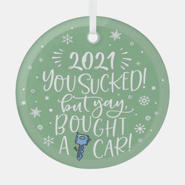 Adorno De Cristal 2022 chupado pero tú compraste coche divertido ver (Anverso)