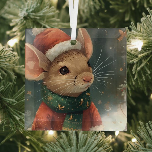 Adorno De Cristal 2025 Christmas Mouse Ornament (in situ)