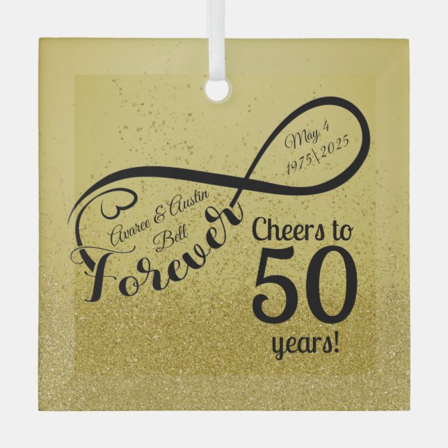 Adorno De Cristal 50.º Boda de oro saluda a 50 años (Anverso)