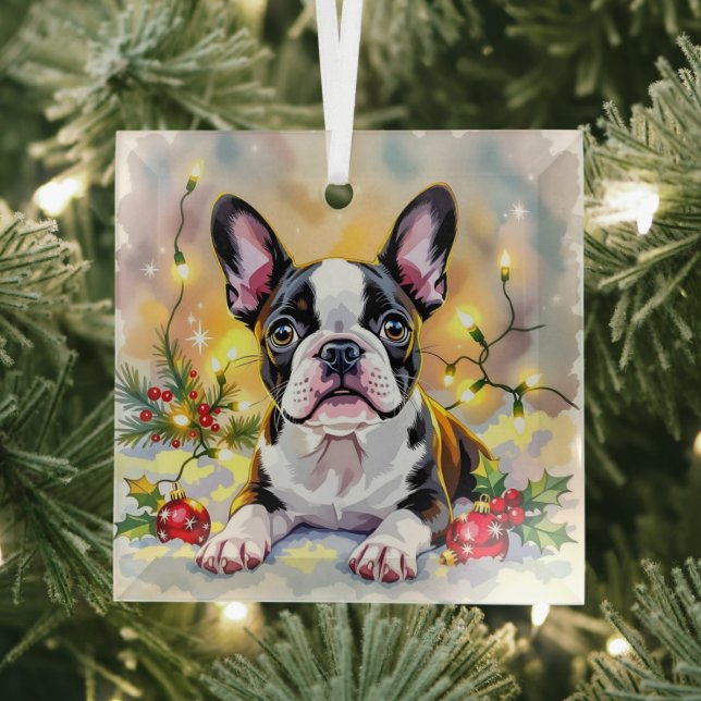 Adorno De Cristal A Sweet Boston Terrier Christmas (in situ)