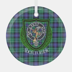 Adorno De Cristal Abercrombie Scottish Clan Tartan & Escudo