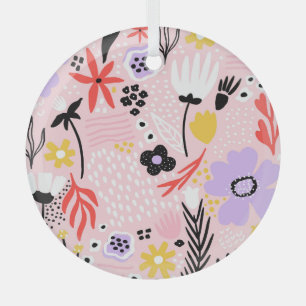 Adorno De Cristal Abstract Floral: Creativo Diseño Vintage.