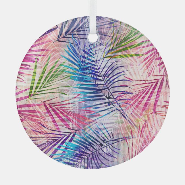 Adorno De Cristal Abstracto acuarela deja patrón de alamante (Anverso)