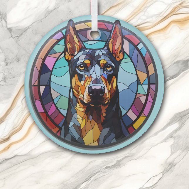 Adorno De Cristal Abstracto de perro de Doberman Pinscher mantenido (Subido por el creador)