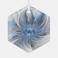 Abstracto Flor de arte fractal de color gris azul
