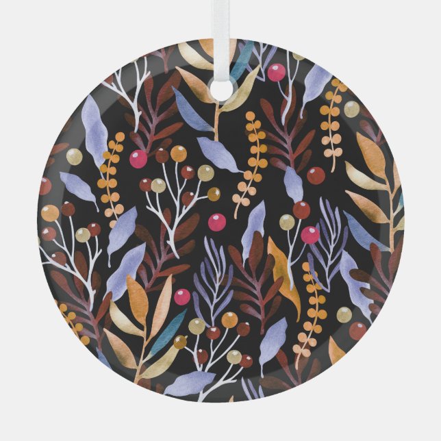 Adorno De Cristal Abstracto Patrón de hierbas de plantas acuáticas (Anverso)