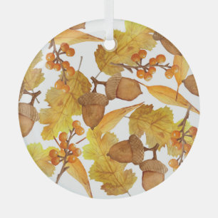 Adorno De Cristal Acorns de otoño: diseño de Acción de Gracias de co