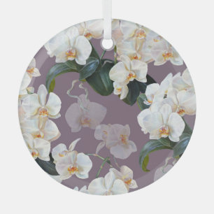 Adorno De Cristal Acuarela de lavanda oscura orquídea.