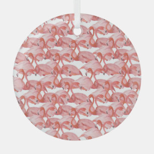 Adorno De Cristal Acuarela Flamingo: Patrón pequeño sin foco