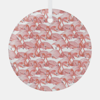 Adorno De Cristal Acuarela Flamingo: Patrón pequeño sin foco