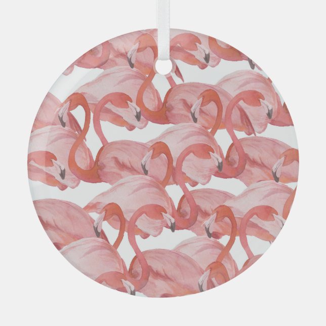 Adorno De Cristal Acuarela Flamingo: Patrón sin foco (Anverso)