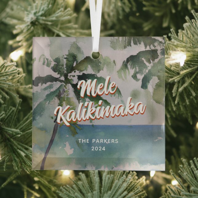 Adorno De Cristal Acuarela hawaiana de Aloha (in situ)