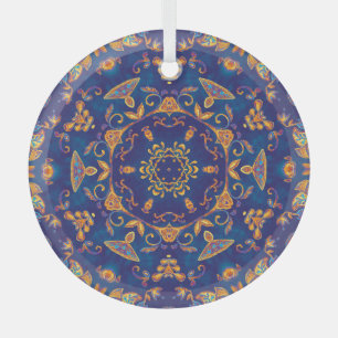 Adorno De Cristal Acuarela Kaleidoscope Mandala Oriental Design.