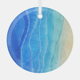 Adorno De Cristal Acuarela y vistas a la playa.