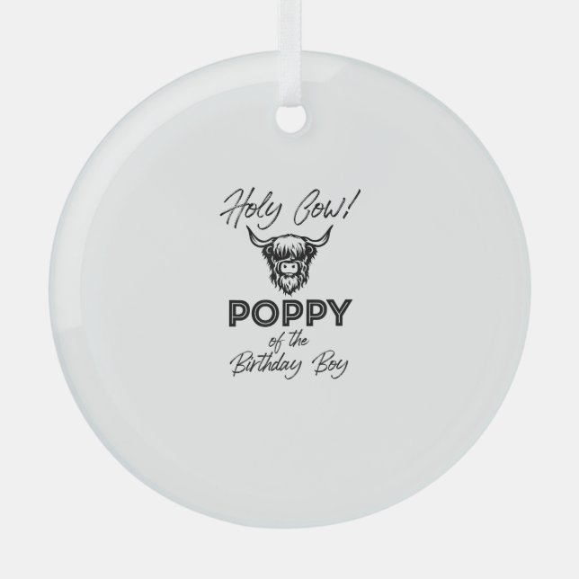 Adorno De Cristal Adormidera De Vaca Holly Del Niño De Cumpleaños, V (Anverso)