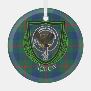 Adorno De Cristal Agnew Scottish Clan Tartán y Escudo