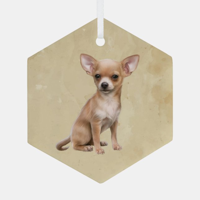 Adorno De Cristal Agua Chihuahua Perro Mascota Arte Animal (Reverso )