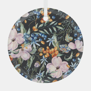 Adorno De Cristal Agua suave: bayas florales rosas