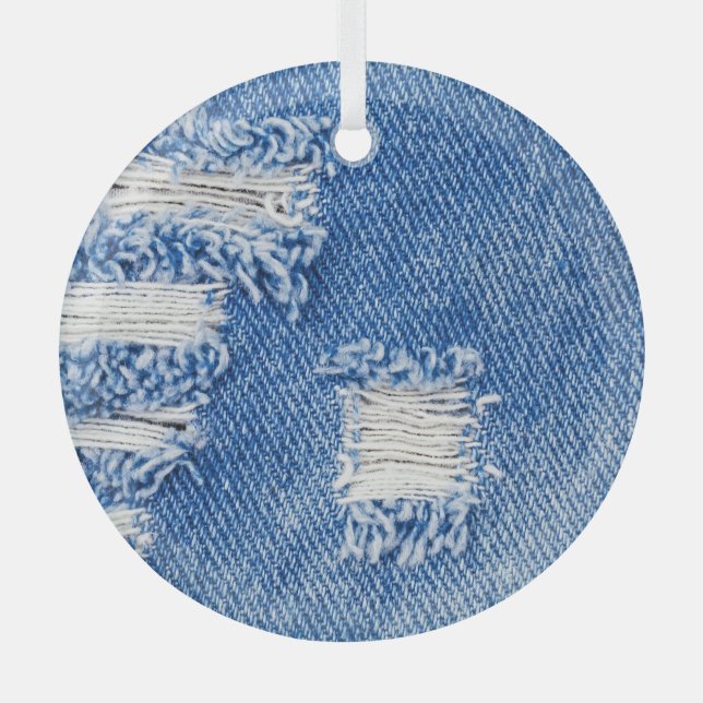 Adorno De Cristal Agujero, vaqueros de denim, textura despedazada (Anverso)
