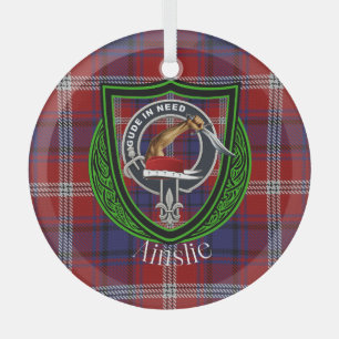 Adorno De Cristal Ainslie Scottish Clan Tartan & Escudo