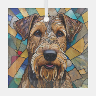 Adorno De Cristal Airedale Dog "Vidrio Manchado"