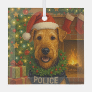 Adorno De Cristal Airedale Terrier de vacaciones