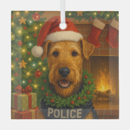 Adorno De Cristal Airedale Terrier Holiday 