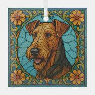 Adorno De Cristal Airedale Terrier "Vidrio Manchado"
