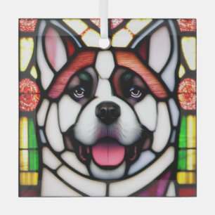 Adorno De Cristal Akita "Vidrio Manchado"