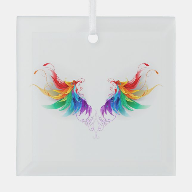 Adorno De Cristal Alas de Arcoíris Esponjosas (Anverso)