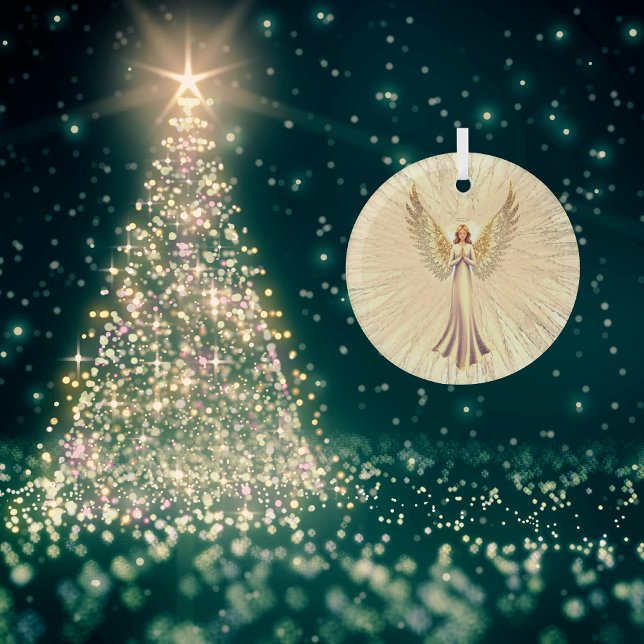 Adorno De Cristal Alas Purpurinas doradas Salto Navidades de curació (Christmas Tree)