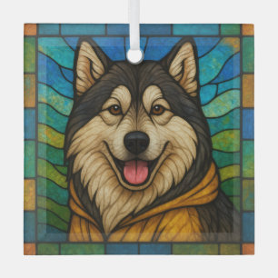 Adorno De Cristal Alaskan Malamute "Vidrio Manchado"