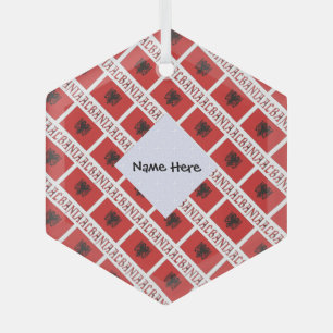 Adorno De Cristal Albania Bandera Albanesa Personalizada en Mosaico 